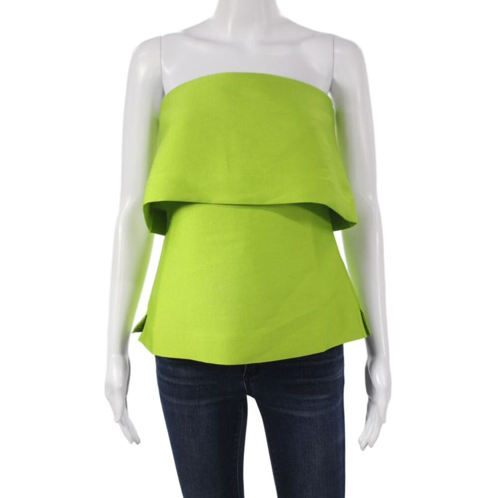 Aligne Women Off Shoulder Camisole Green Zip Strapless Solid Summer Size 4